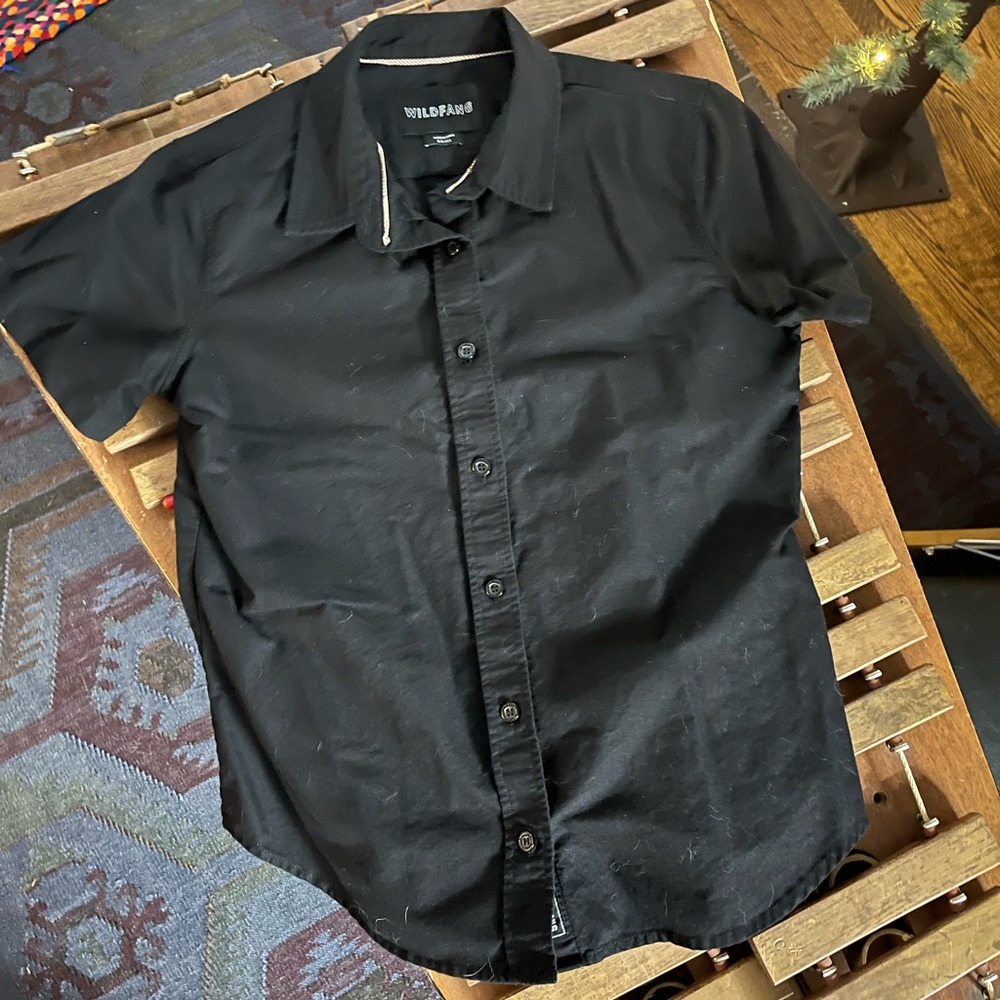 Wildfang Oxford short sleeved shirt in black size small